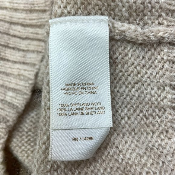 FRYE 100% Shetland Wool Women's Size L Pullover Sweater Beige - Picture 4 of 6